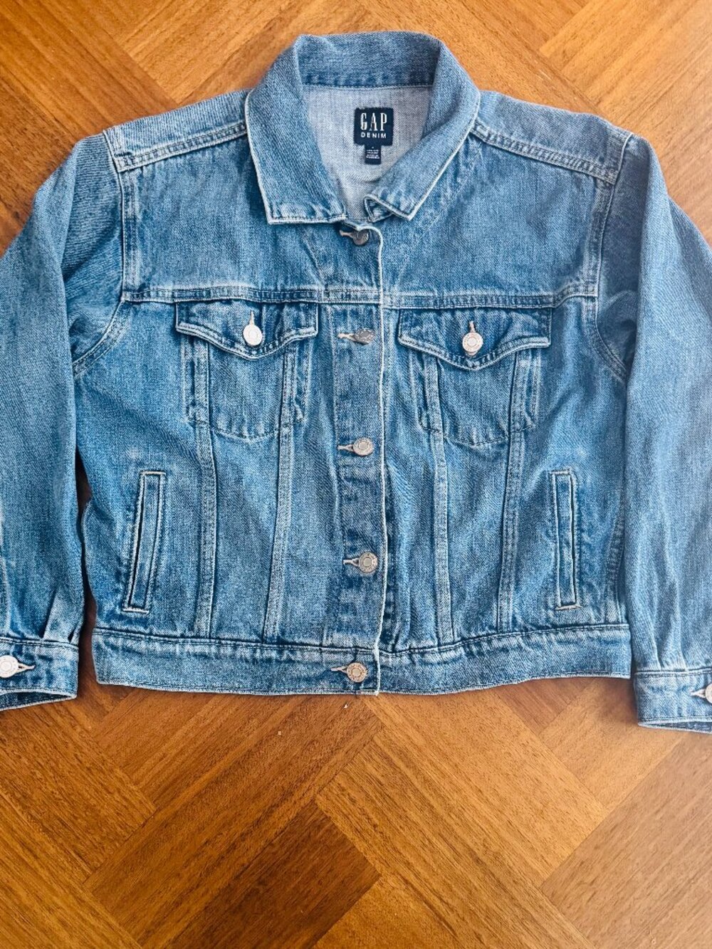 Gap Denim Icon Cropped Jacket Small | Medium Indigo 100% Cotton